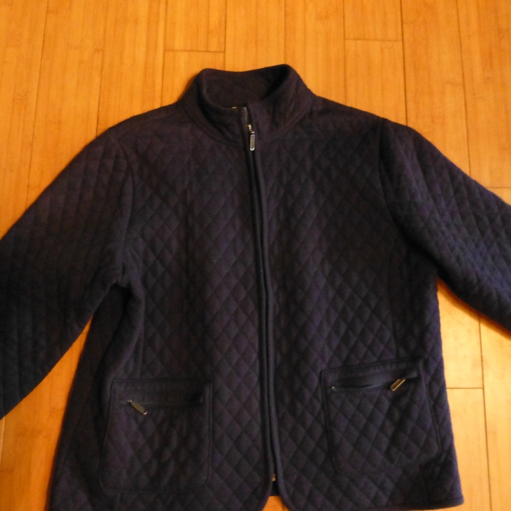 CHARTER CLUB Quilted warm blue zipper jacket large